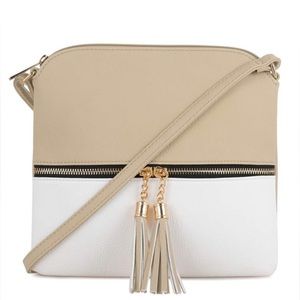 Beige & Cream Faux Leather Sling Side Purse🌟